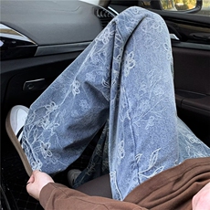 设计感牛仔裤男女直筒美式vibe风裤子高街微喇叭裤NZA503，男装牛仔裤，星座516A