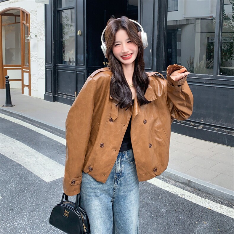 新款春款皮衣夹克已出货9501P175K288,女装短外套,2C095