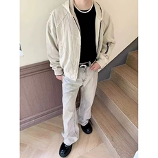 高街重磅做旧拉链连帽外套潮牌卡其色宽松夹克外套LF1012p125特，男装夹克，电商D256-2(原A064-2)