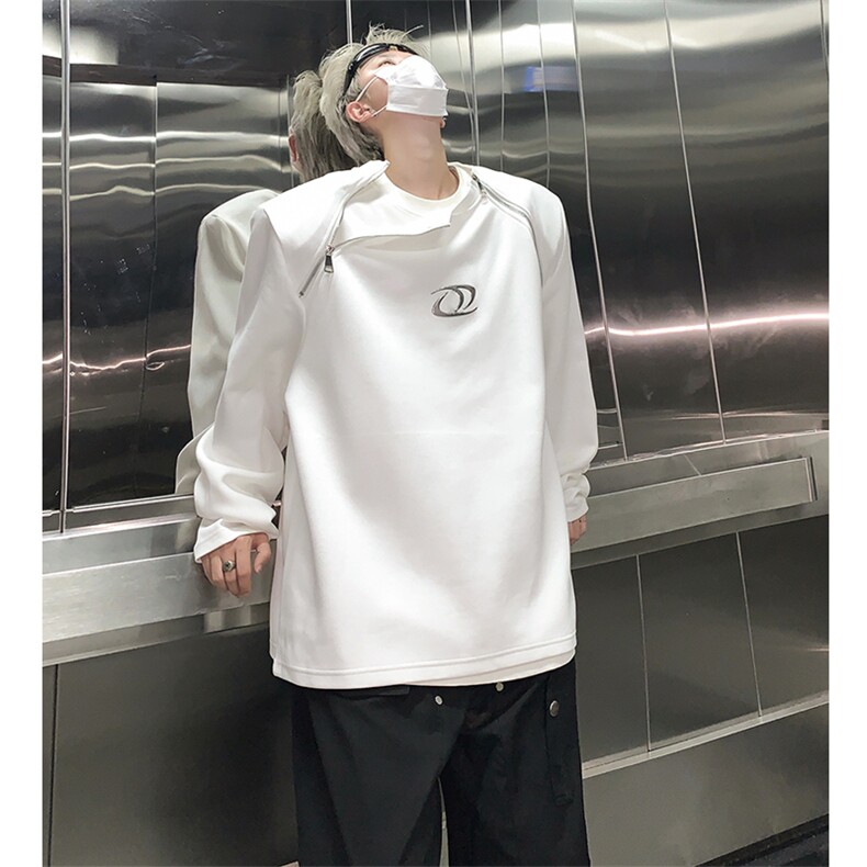拉链设计感金属立体印花宽松垫肩圆领卫衣男女上衣B289-WY011-P85,男装卫衣,电商B289