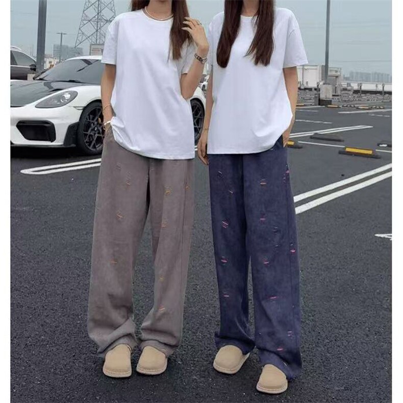 现货A2372-TP38秋冬款美式撞色休闲直筒重磅卫裤弯刀裤，男装休闲裤，星座515A