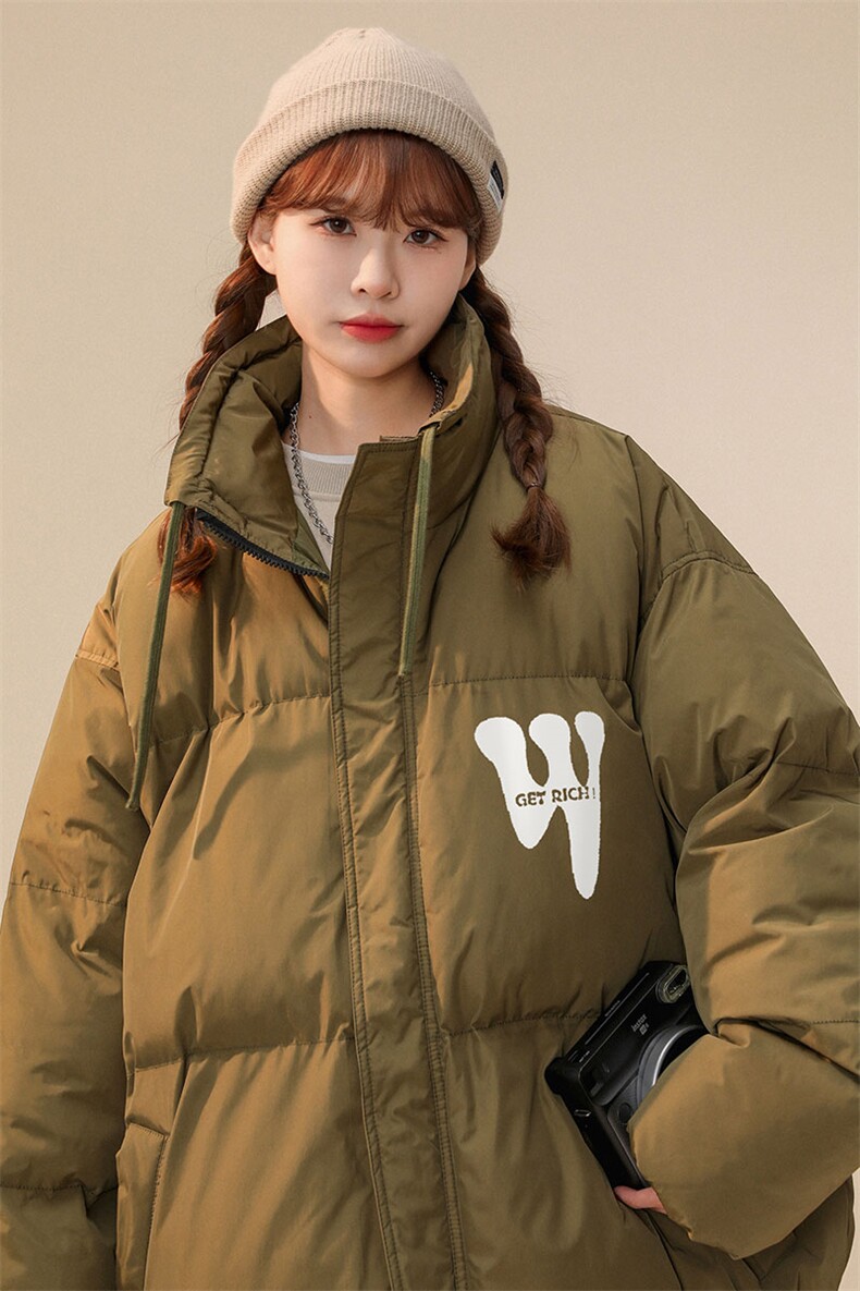 白鸭绒中性22冬季新款设计感抽绳立领羽绒服YR218P195控258,男装羽绒服,A247A