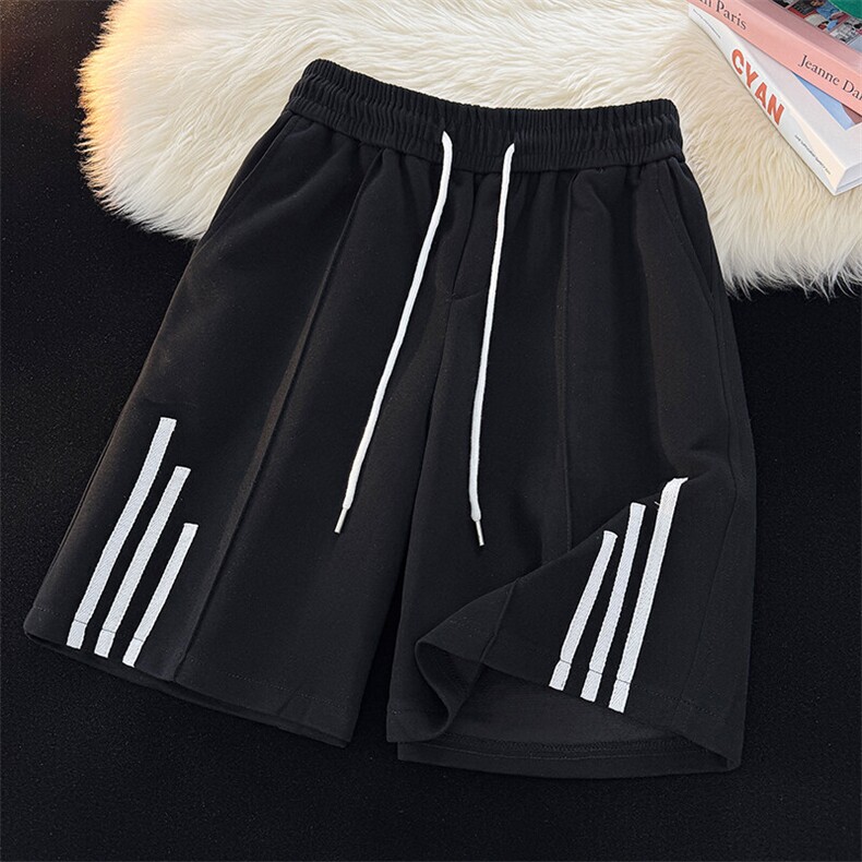 夏季五分裤短裤创意测竖条设计款休闲时尚卫裤潮25XD23068特批35，男装休闲裤，电商A042