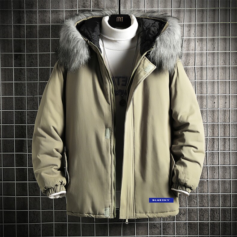 MM48202-P130冬季大毛领棉衣男士大码加厚棉袄男棉服网格,男装棉衣,电商A040A