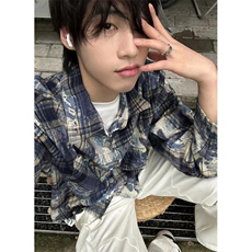 【有货】cleanfit扎染格子衬衫男设计感高级感衬衣C3002HH-特P50，男装衬衫，星座1007（原301D）