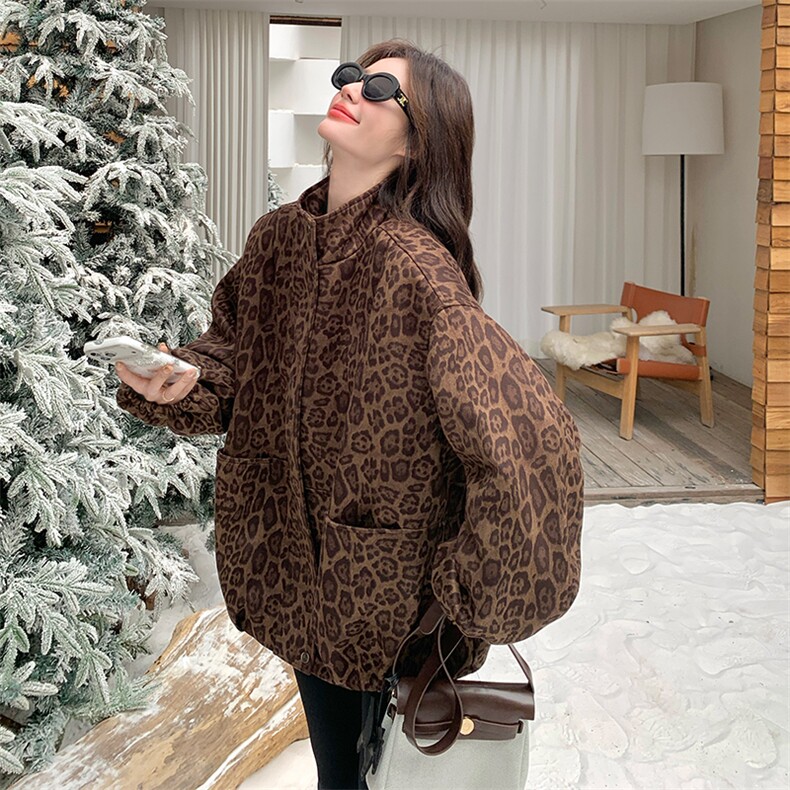 现货豹纹加棉外套2C277-5839-P165-K268,女装棉衣/棉服,2C277