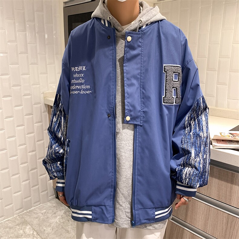 潮港风个性棒球服外套男潮牌ins情侣夹克开衫JK02-P55,男装夹克,星座308B-1