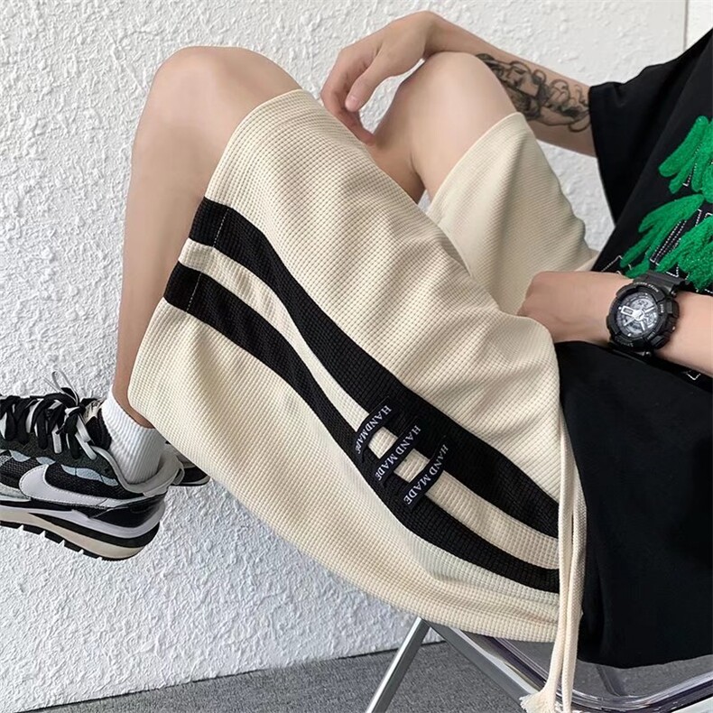 华夫格短裤男夏季条纹宽松五分裤港风日系ins潮流休闲裤DK280-P25,男装牛仔裤,星座1008-1