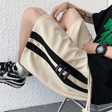 华夫格短裤男夏季条纹宽松五分裤港风日系ins潮流休闲裤DK280-P25，男装牛仔裤，星座1008-1