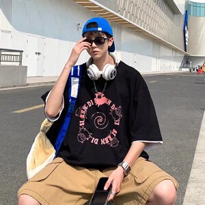 男潮流夏季圆领T恤宽松短袖T526P30图片