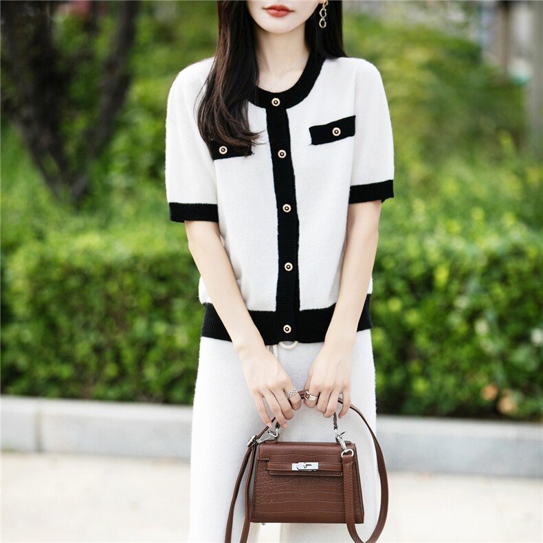 2025百搭时尚简约圆领开衫套装，女装套装/套裙，蒙特羊绒