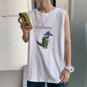 ！2023春夏新款男士百搭纯棉背心学生宽松坎肩上衣X01特P20图片
