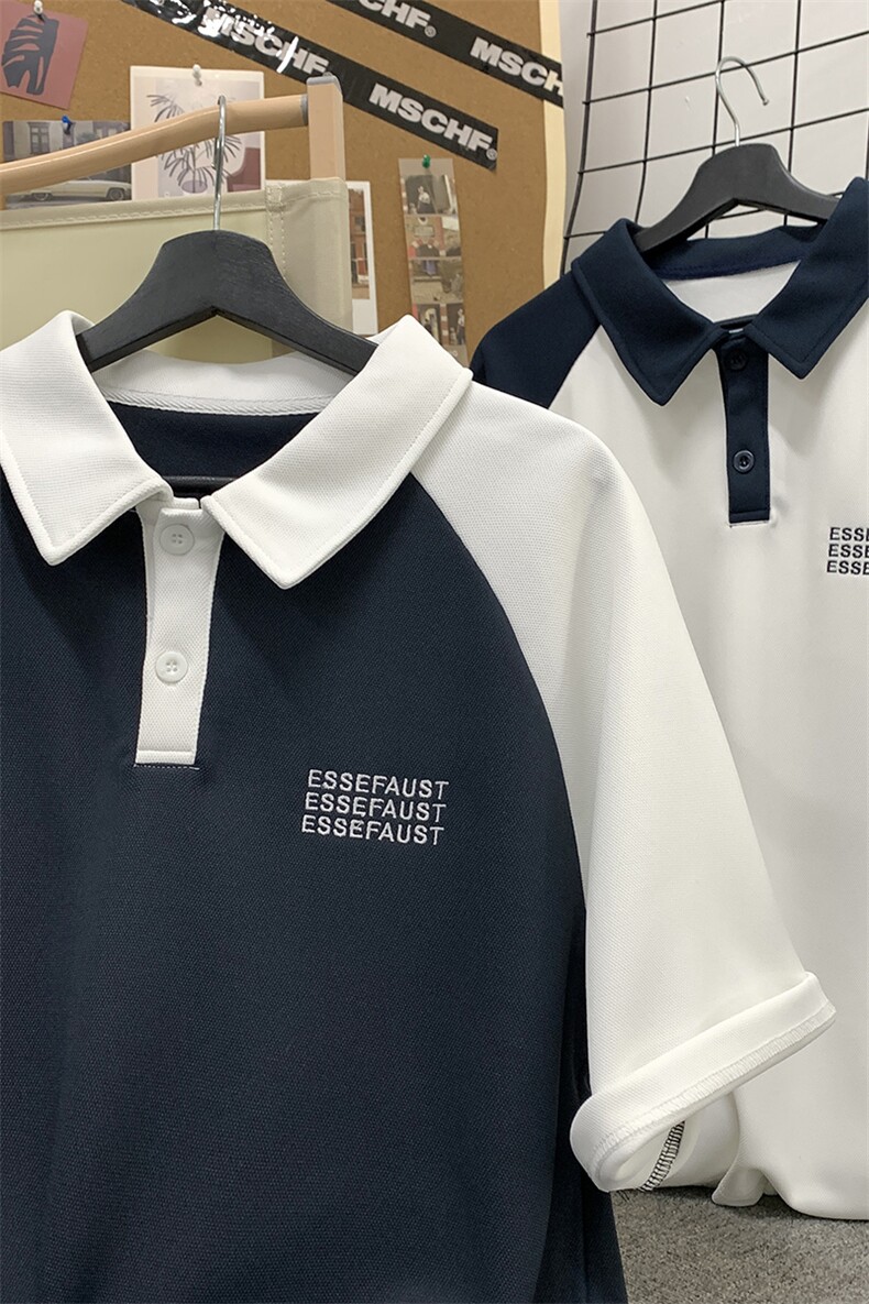7个高点击港风刺绣插肩袖polo衫短袖男T恤X416b-1-DT521-P45限58,男装T恤,星座416B-1