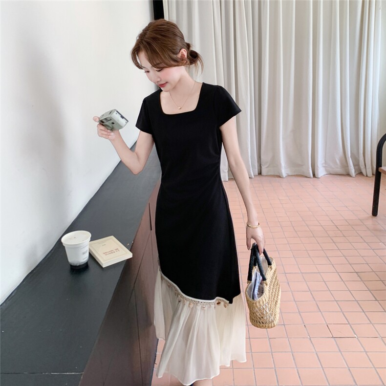 新品现货2025新款夏装针织拼接连衣裙2C116-2527-P125-K169,女装连衣裙,2C116