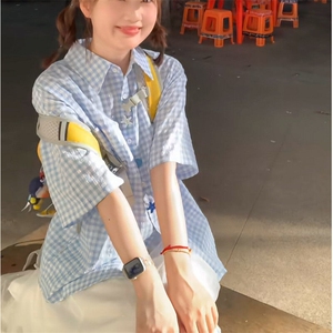 洋气百搭个性趣味纽扣衬衫男女2026夏季新款百搭小众上衣CS010图片
