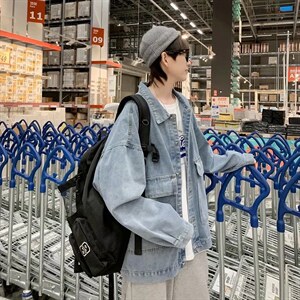 工装牛仔夹克ins春秋季宽松潮流上衣潮牌男韩版情侣外套 W666-P50图片