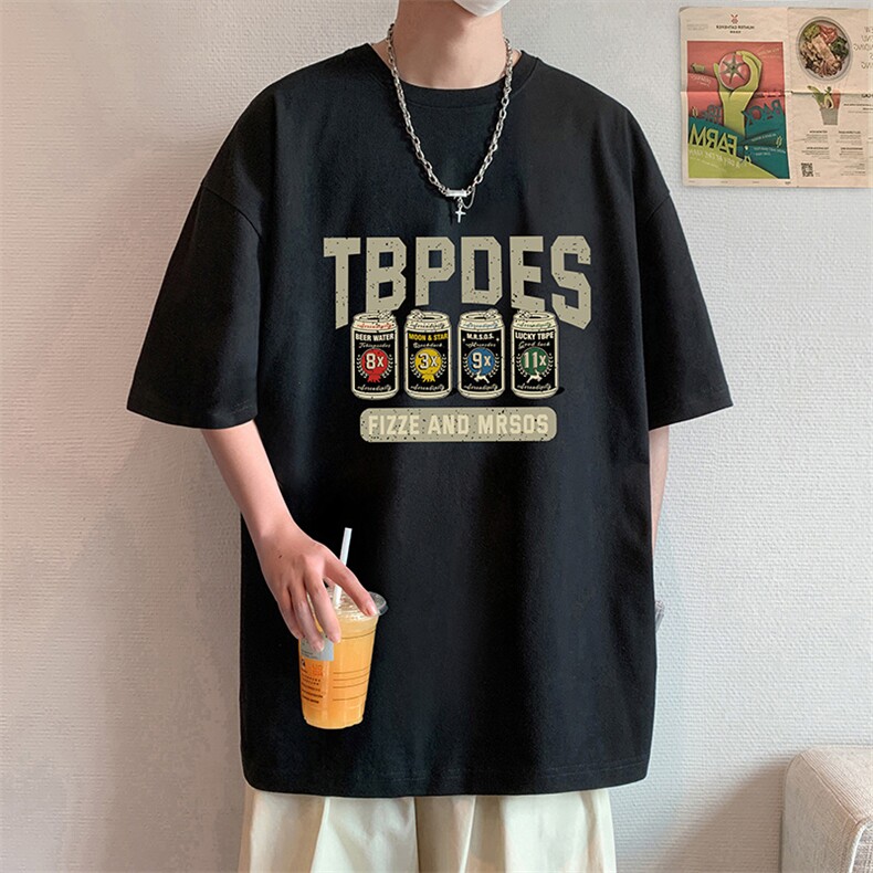 T786P26夏季新品港风高街美式短袖T恤宽松ins重磅纯棉体恤,男装T恤,星座304A