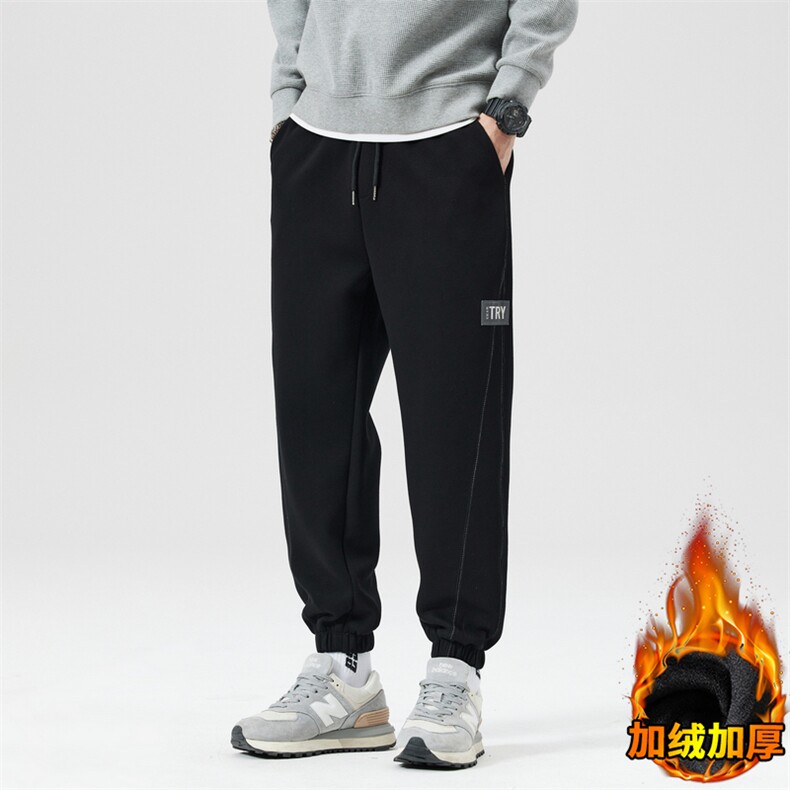 加绒加厚针织立体腰运动休闲男裤卫裤宽松A068-SSK57-TP55图片