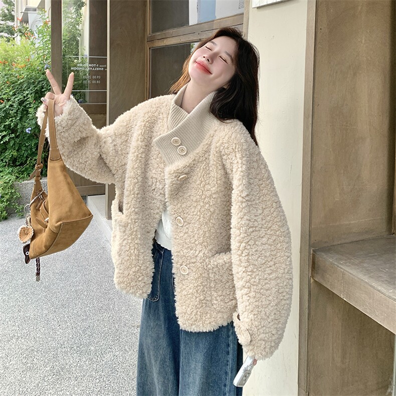 2025xian货针织拼接皮毛一体B109-9870-225-318,女装短外套,2B109