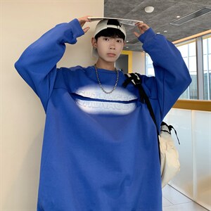 2025秋装新品 钢印卫衣情侣卫衣假两件外套宽松上衣G1022 P65 男图片