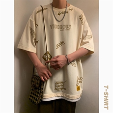 冰氧仿棉短袖港风暖光夏季休闲百搭趣味印花男上衣TC3156-P25控48，男装T恤，星座717