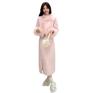 狐狸毛新中式风90白鸭绒羽绒服套装两件套2C259-9989-P320-K458图片