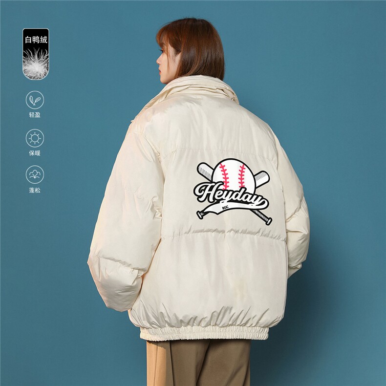 中性风白鸭绒22冬季潮流趣味印花抽绳立领羽绒服YR226P195控258，男装羽绒服，A247A