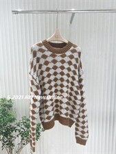 新款菱格针织毛衣均码，女装针织衫/毛衣，G