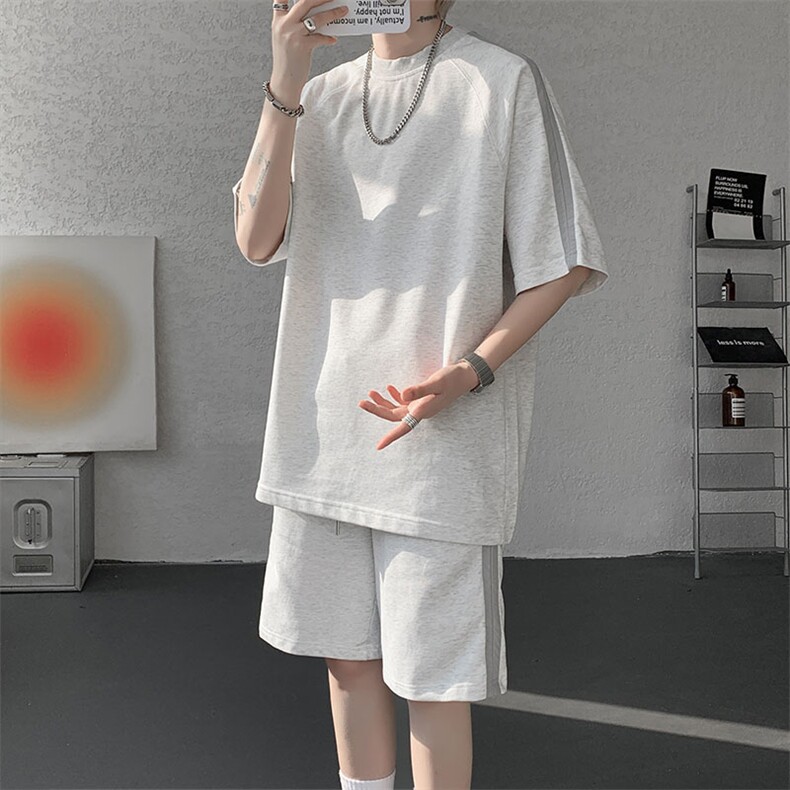 现货 TZ776-特P50 控88 曼巴棉圆领大码短袖短裤T恤运动套装图片
