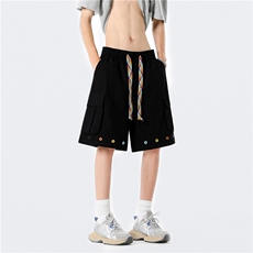 现货！美式工装短裤编织抽绳设计宽松五分裤-XD80009-特批40，男装牛仔裤，电商A061