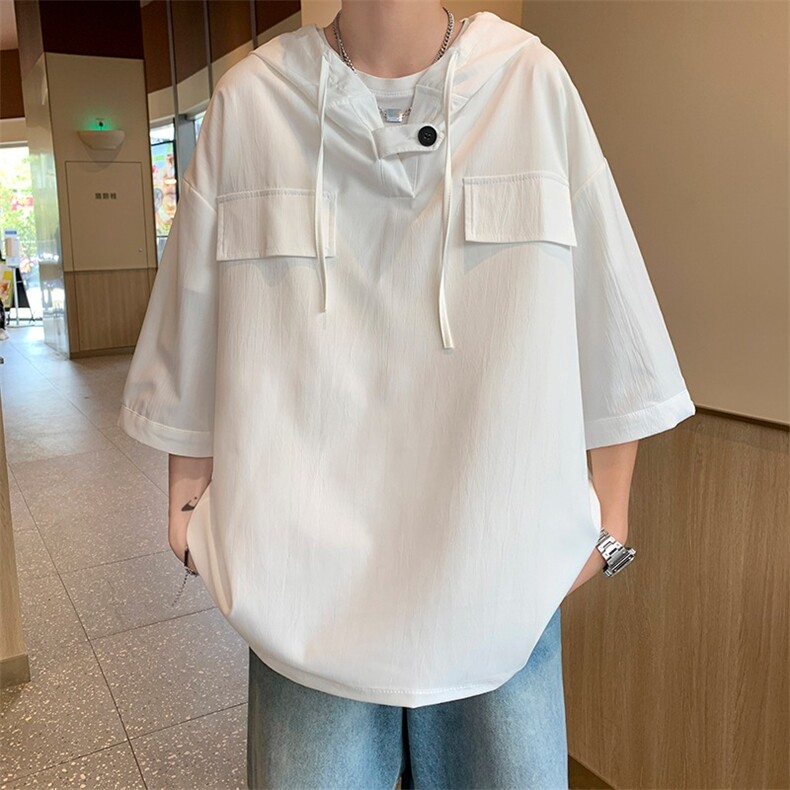 夏季男生连帽衬衫T恤衫个性设计上衣图片