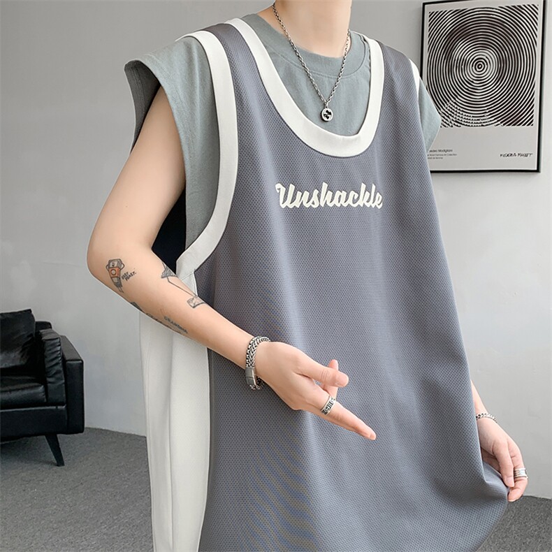 8XL-M重磅！特大码短袖T恤背心男宽松休闲假两件篮球服DX317P68,男装背心/马甲,电商D206-1