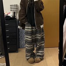AK1741-P52新款美式慵懒风条纹宽松保暖休闲裤，男装棉衣，星座617A-2
