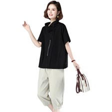 2021年夏季舒适修身纯色气质都市韩版简约宽松显瘦套装，女装套装/套裙，丽影随形