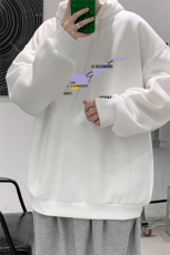 WY2259-P35加绒款-P40纯棉连帽卫衣男大码运动帽衫宽松薄外套男，男装卫衣，电商A040