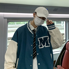 现货春款2022毛呢刺绣新款棒球服男港风潮上衣ins夹克W2357-P58，男装夹克，星座512-2
