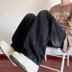 W9638-P48网图现货冰裂纹牛仔裤潮流街头宽松直筒时尚长裤裤，男装牛仔裤，星座1608-2