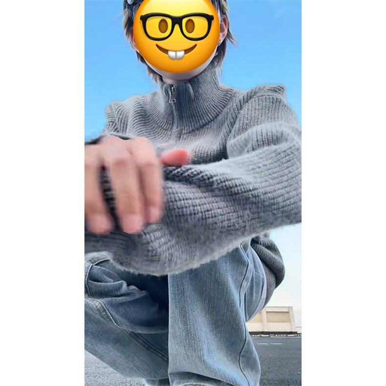 重磅秋冬北极绒双拉链毛衣开衫美式复古休闲慵懒风宽松针织衫外套,男装针织衫/毛衣,电商A486-1