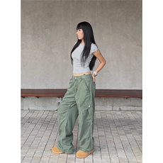 褶皱美式复古设计感多口袋工装裤男女宽松休闲设计感直筒阔腿裤潮，男装工装外套，星座506A