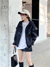 菱形格压薄亮片外套，其它，微迪菲