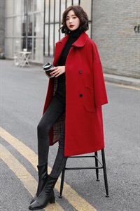 双面尼羊毛大衣2021年新款赫本风冬装高档中长款双面尼含羊绒大衣图片