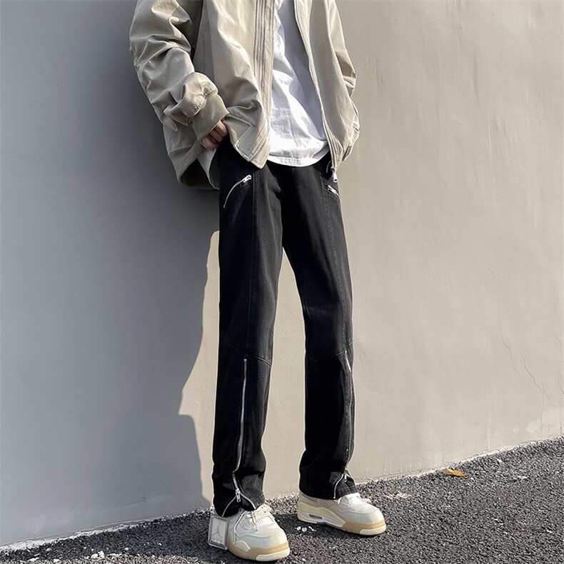 美式高街牛仔裤男韩版潮流拉链帅2024春季新款ins长裤RK1329-P56,男装牛仔裤,星座412-3