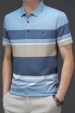 夏保罗polo衫男短袖中年商务休闲翻领半袖宽松男士上衣HMQ330-P63，男装Polo衫，星座1105-3