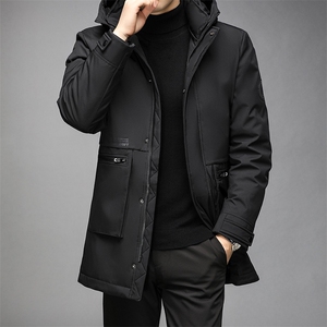 羽绒服男中长款21冬季新款休闲连帽外衣纯色男装外套GR69178-P315图片