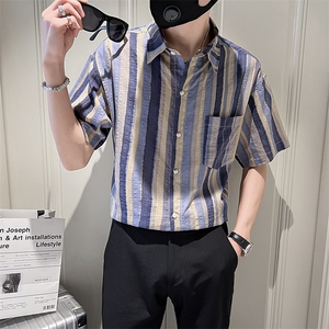 大货 23夏季印花短袖衬衫男装社会小伙衬衣休闲TZ95P5078图片