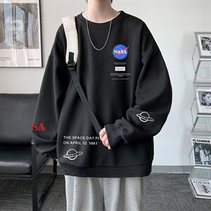 NASA华夫格卫衣圆领卫衣男长袖t恤男外套HW76243-P30加绒款-P40图片