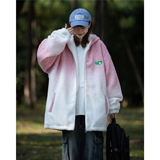 渐变色羊羔毛棉服女2023高级感超好看外套奶呼呼连帽棉衣Y23P135，男装棉衣，星座201-2