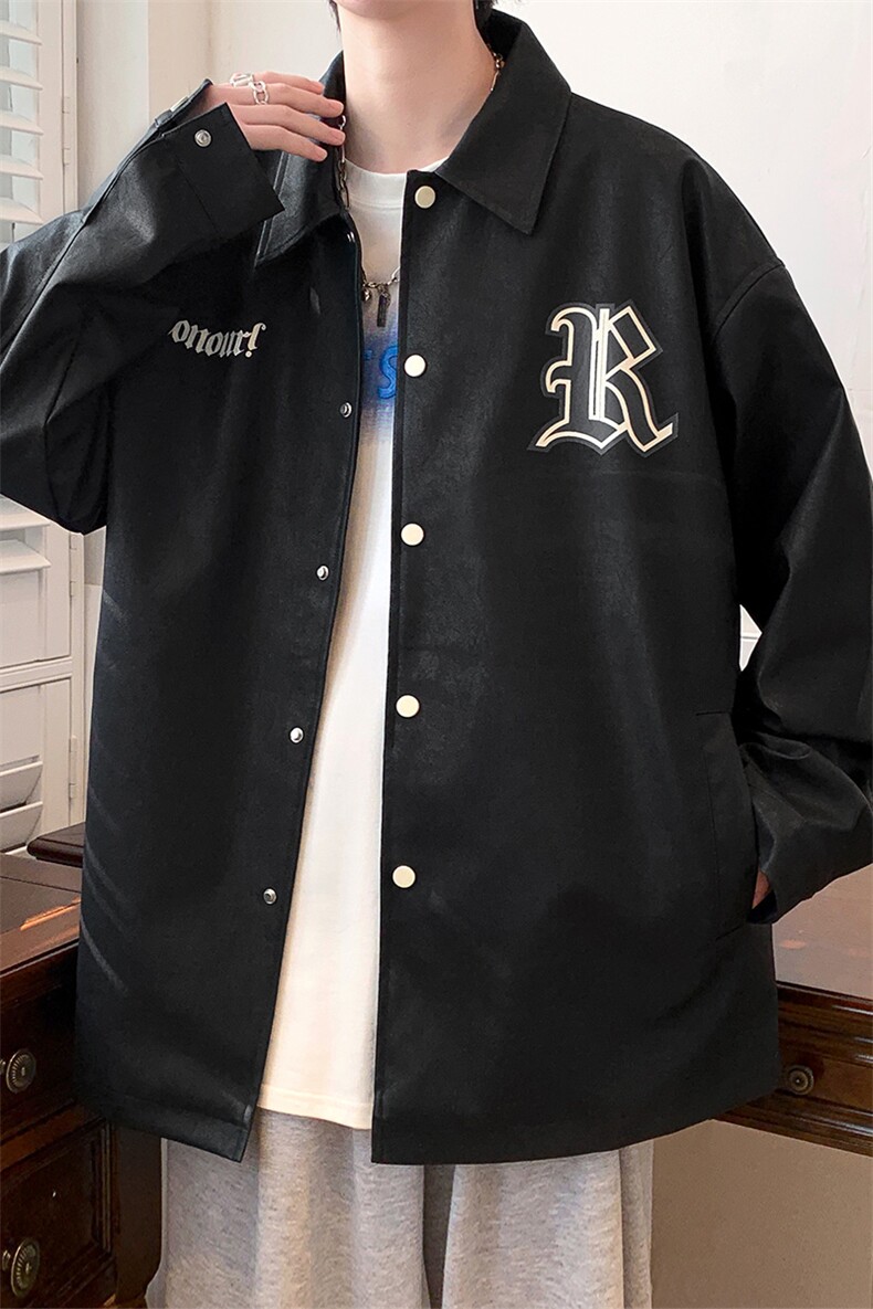 秋装新品时尚印花夹克2023潮宽松棒球服外套男女8175-P85控价128,男装夹克,电商A441-1