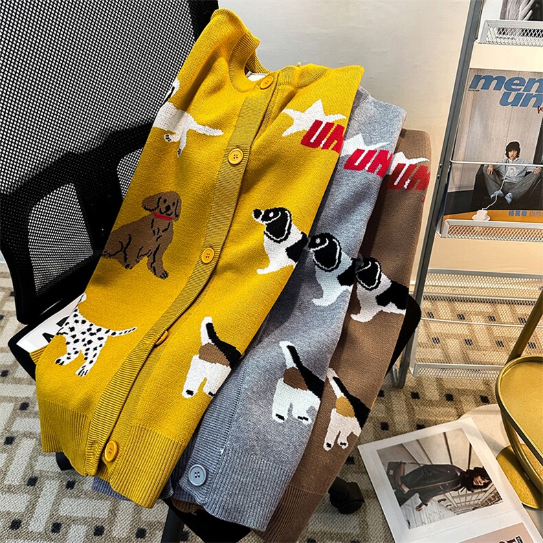 得物品质秋冬款男立领开衫毛衣单排扣动物印花针织衫M9805P68,男装针织衫/毛衣,星座1013-1