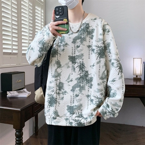 新款针织提花卫衣圆领男打底衫图片